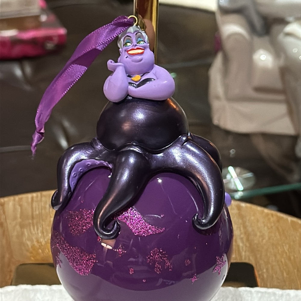 DISNEY Store, RARE Ursula Purple Glass Ball Sketchbook Ornament, PRISTINE - Picture 4 of 17